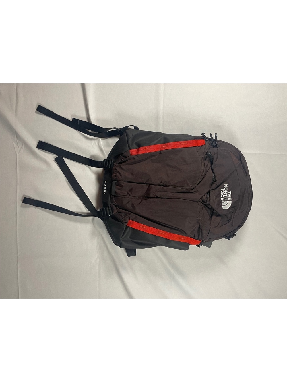 The North Face Surge Backpack NWT Coal Brown Red Trim 31L  Bag